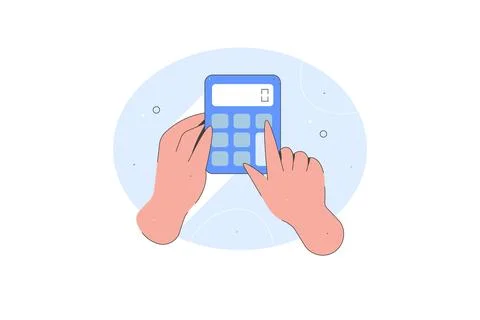 Calculation and Counting, hand with calculator. Man holding calculator in hand Stock Illustration