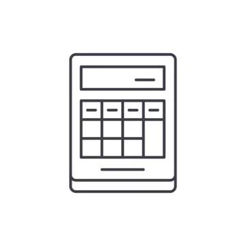 Calculation on the calculator line icon concept. Calculation on the calculator Illustrazione stock