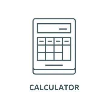 Calculation on the calculator vector line icon, linear concept, outline sign Illustrazione stock