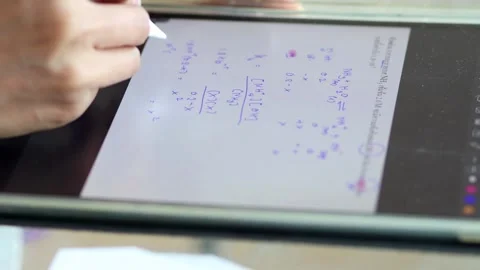 Calculation of chemical formula on tablet, close up view Video stock 271168754