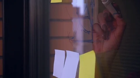 Calculation of the formula for the graph, marker on the glass, and pasted Stock Footage 84201596