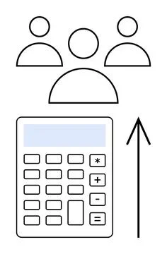 Calculation of Human Resources Growth with Increase Icon and Calculator Stock Illustration