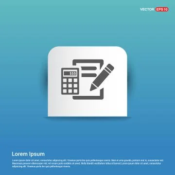Calculation Icon - Blue Sticker button Stock Illustration
