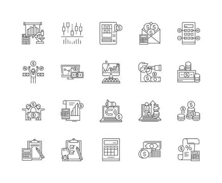 Calculation line icons, signs, vector set, outline illustration concept Illustrazione stock