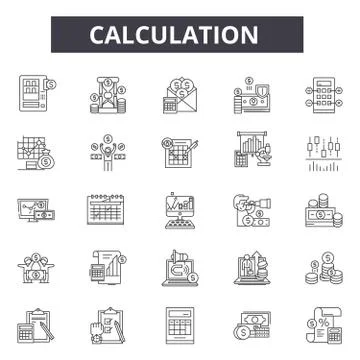 Calculation line icons for web and mobile design. Editable stroke signs 스톡 일러스트
