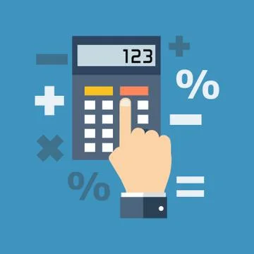 Calculation, mathematics, accountant concept. Flat design. Stock Illustration