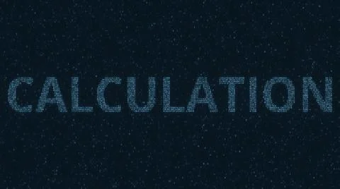 CALCULATION text made with many symbols on computer screen, 3d rendering Illustrazione stock