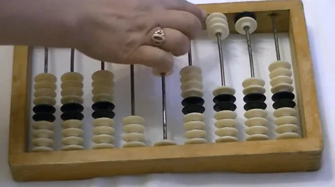 Calculation on wooden abacus Stock Footage 58847327