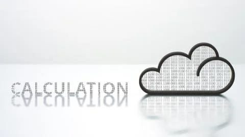 CALCULATION word and backlit cloud icon, modern technology concept Stock Illustration