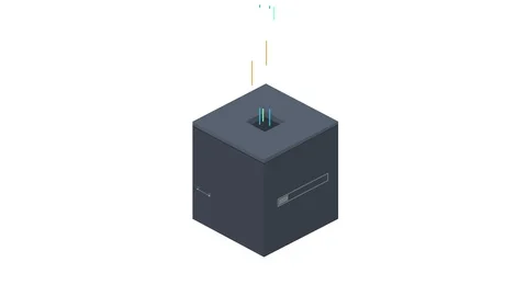 The calculations of the computer. Animation information processing. Cartoon Stock Footage 128229576