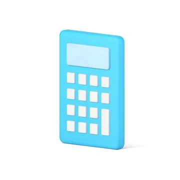Calculator 3d icon. Electronic blue gadget with white buttons Stock Illustration