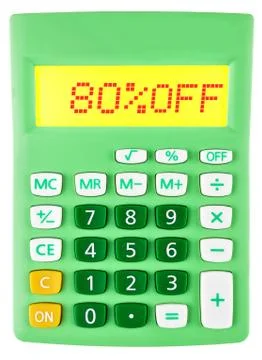 Calculator with 80OFF on display Foto stock
