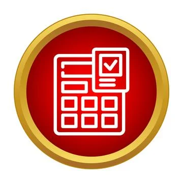 Calculator adding task with checkbox in a red circle Stock Illustration