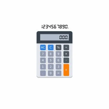 Calculator and Digital number White Background icon vector isolated. Stock Illustration