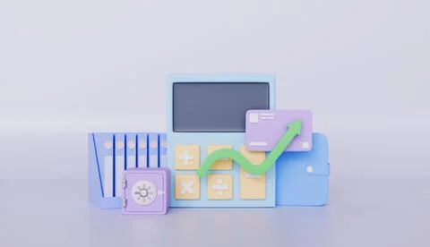 Calculator and document chart graph investment saving finance, Business Stock Illustration