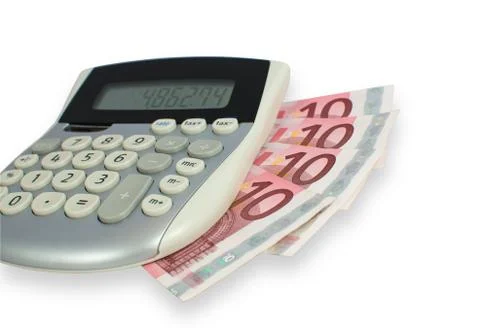 Calculator and euro notes Stock Photos