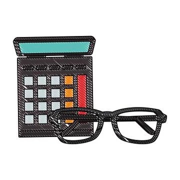 Calculator and glasses scribble Stock Illustration