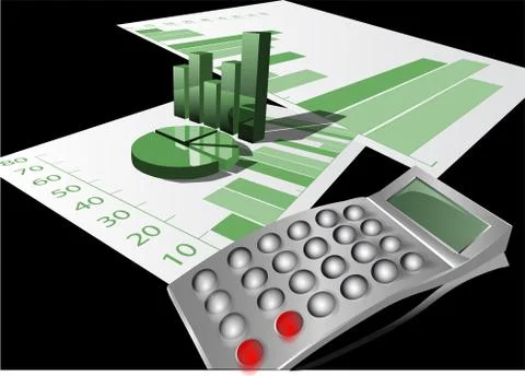 Calculator and graph Stock Illustration