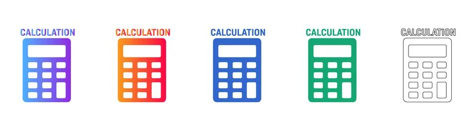 Calculator and Math Calculation Icon Set for Financial Apps Stock Illustration