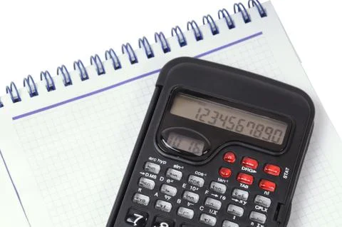 Calculator and notebook Stock Photos