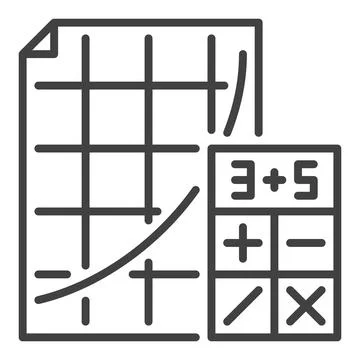 Calculator and Paper vector Math Education concept line icon Illustrazione stock