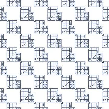 Calculator and Paper vector Math Education linear seamless pattern Stock Illustration
