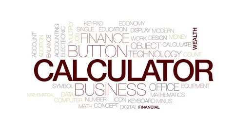 Calculator animated word cloud, text design animation.Kinetic typography. Stock Footage 76717719
