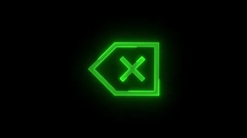 Calculator backspace stroke icon glowing neon green color animation Stock Footage 289386430