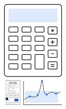 Calculator, Billing, and Graph Elements for Financial Analysis and Budgeting 스톡 일러스트