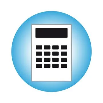Calculator in blue ring on white background Stock Illustration