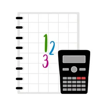 Calculator with a book icon. Math class symbol Illustrazione stock