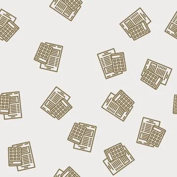 Calculator budget planning line vector seamless pattern Stock Illustration