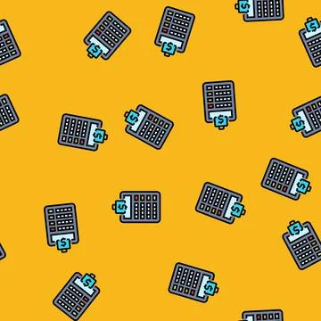 Calculator budget planning vector seamless pattern Stock Illustration