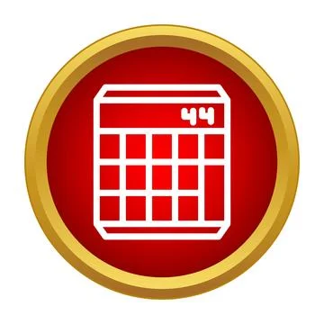 Calculator button grid icon in bold red circle Stock Illustration
