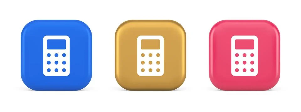 Calculator button mathematical number counting web application design 3d real Stock Illustration