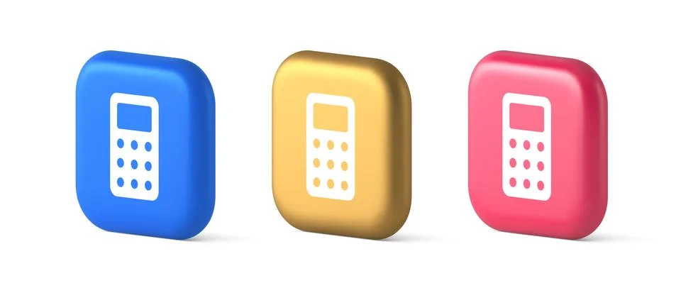 Calculator button mathematical number counting web application design 3d real Illustrazione stock