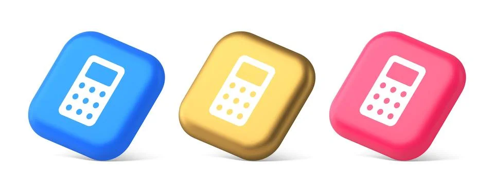 Calculator button mathematical number counting web application design 3d re.. Stock Illustration