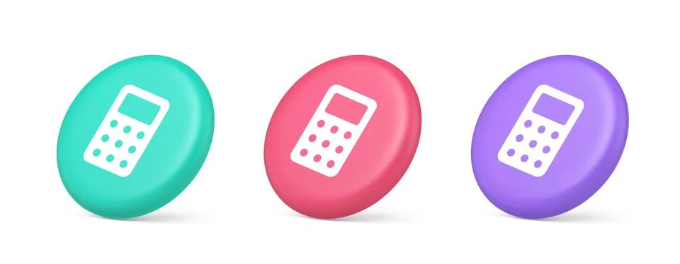 Calculator button mathematical number counting web application design 3d real Stock Illustration