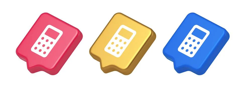 Calculator button mathematical number counting web application design 3d real Illustrazione stock