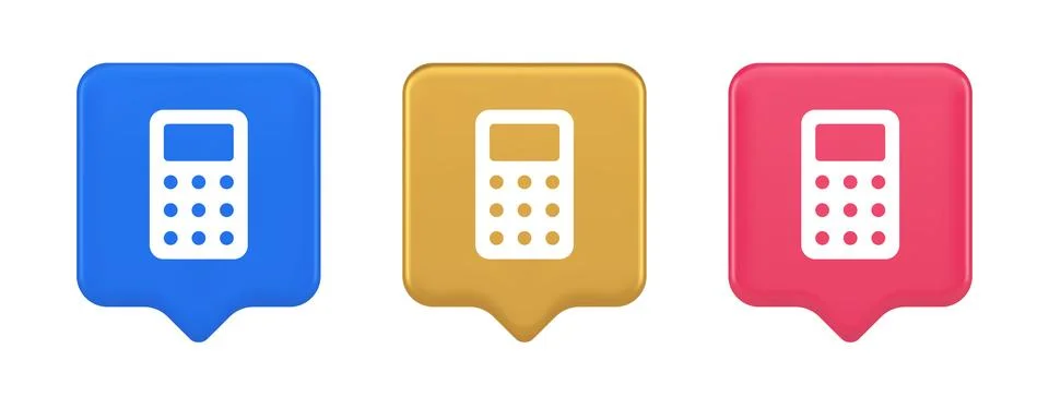 Calculator button mathematical number counting web application design 3d real Illustrazione stock