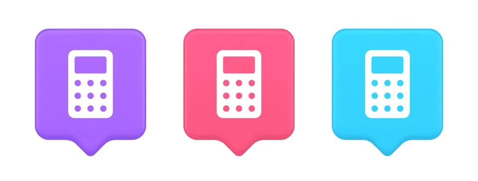 Calculator button mathematical number counting web application design 3d real Stock Illustration