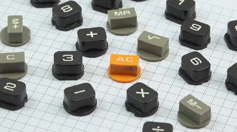 Calculator buttons on white rotating Video stock 58515948