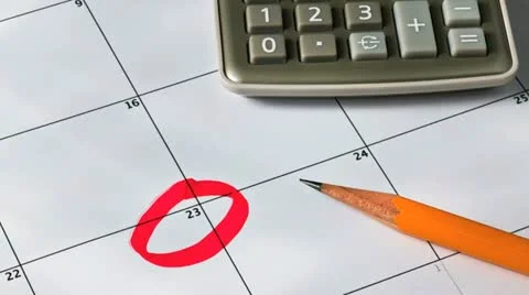 Calculator calender and pencil Stock Footage 20544591