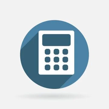 Calculator. circle blue icon with shadow. Illustrazione stock