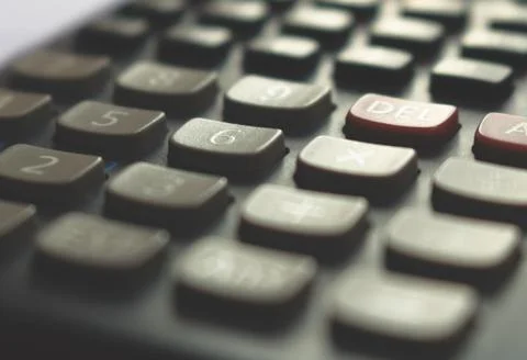 Calculator close-up, soft focus Stock Photos