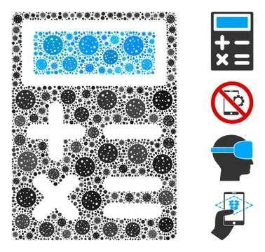Calculator Collage of Covid Virus Items Stock Illustration