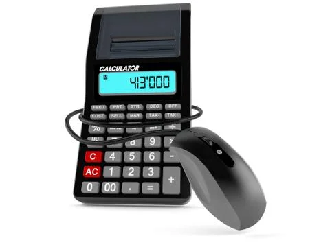 Calculator with computer mouse Stock Illustration