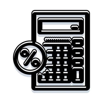 Calculator computing financial percentages and discounts Stock Illustration