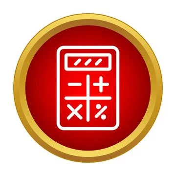 Calculator computing mathematical finance operations in red icon Stock Illustration