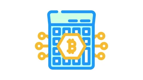 Calculator cryptocurrency mining color icon animation Stock Footage 327261108